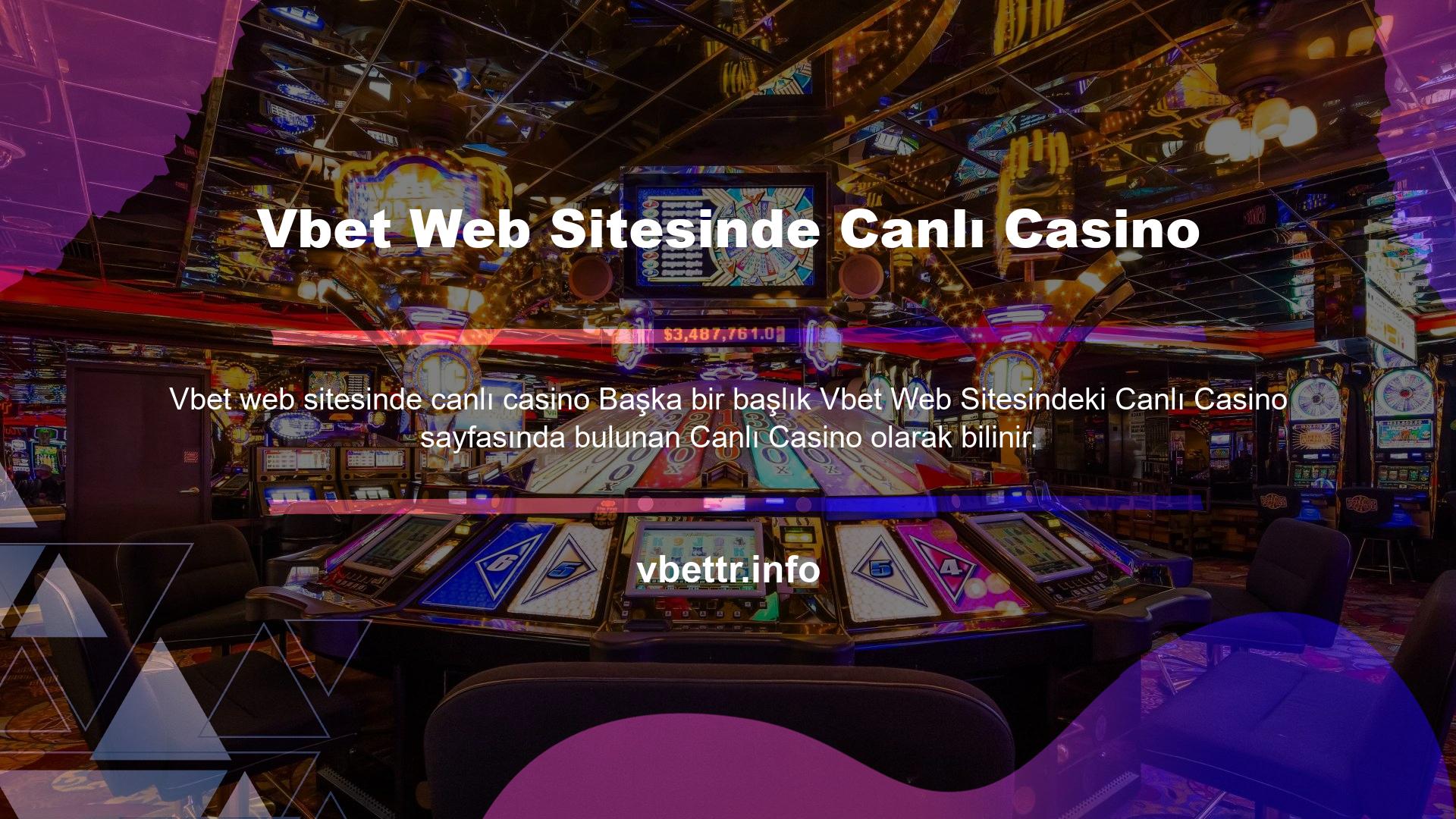 Vbet Web Sitesinde Canlı Casino